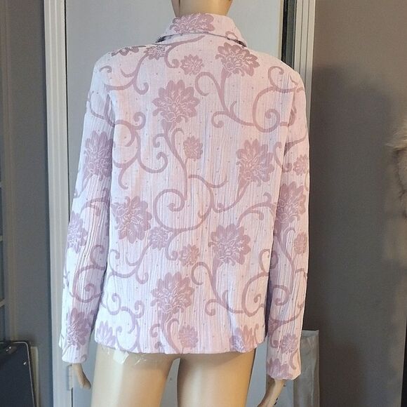 Draper's and Damon's Petites Women's Size PL Pink/Purple Floral Button up Jacket - Picture 2 of 15